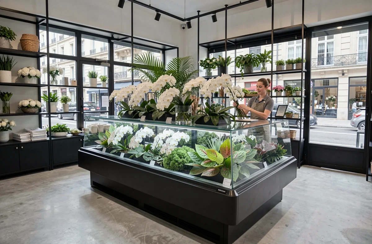 Boutique Botania à Pau avec ses arrangements floraux contemporains dans un cadre moderne et épuré