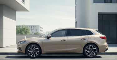 une voiture beige 5 portes