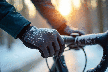 Gants chauffants pour cycliste en hiver neigeux
