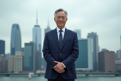 Homme d'affaires en costume dans une ville moderne