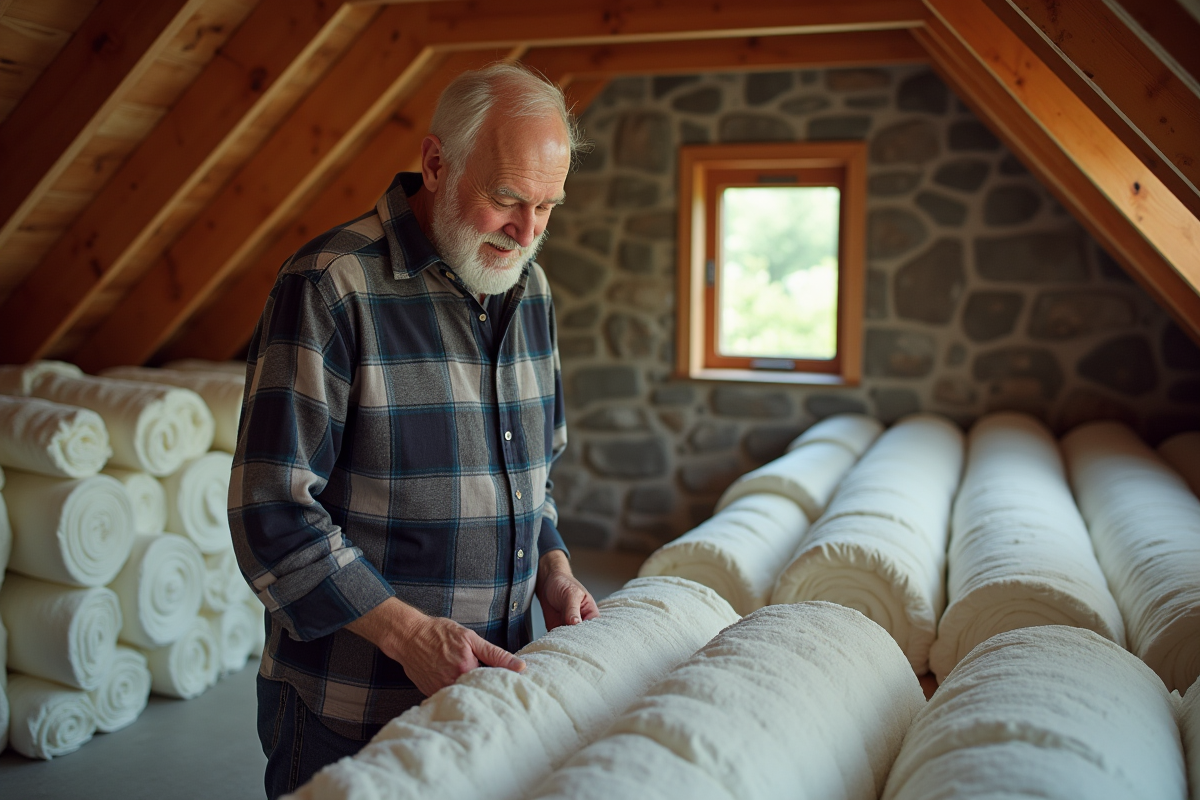 Homme inspectant des rouleaux d