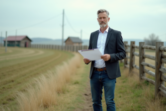 Homme d affaires en extérieur sur un terrain récemment sondé