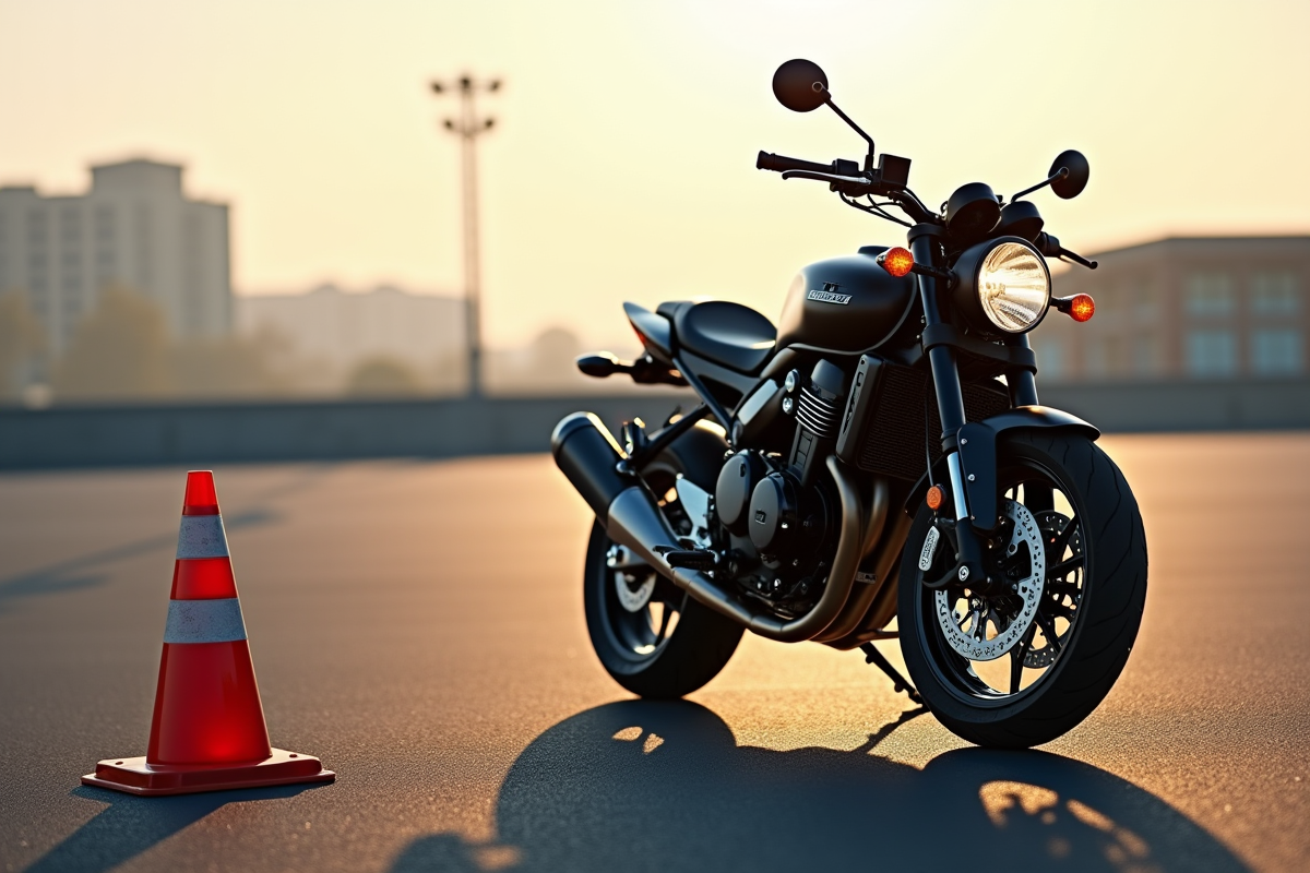 Moto garée près d