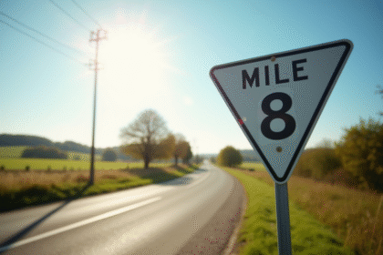 Route de campagne anglaise ensoleillee avec panneau de miles