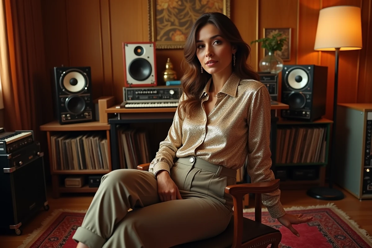 Star pop française dans un studio d